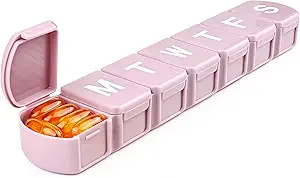 MOLN HYMY Ekstra Stor Ugentlig Pill Organizer 7 Dag, XL 1 Uge Pill Dispenser Case, Daglig Medicin Organizer til at holde Vitamin Filsh Olie og Kosttilskud (Pink)