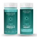 Iwi Omega-3 Minis & Heart Omega-3 Bundle, 30 Servering, Vegan Plant-baseret Alger Omega 3, Krill & Fish Oil Alternative, Ingen Fishy Aftersmage