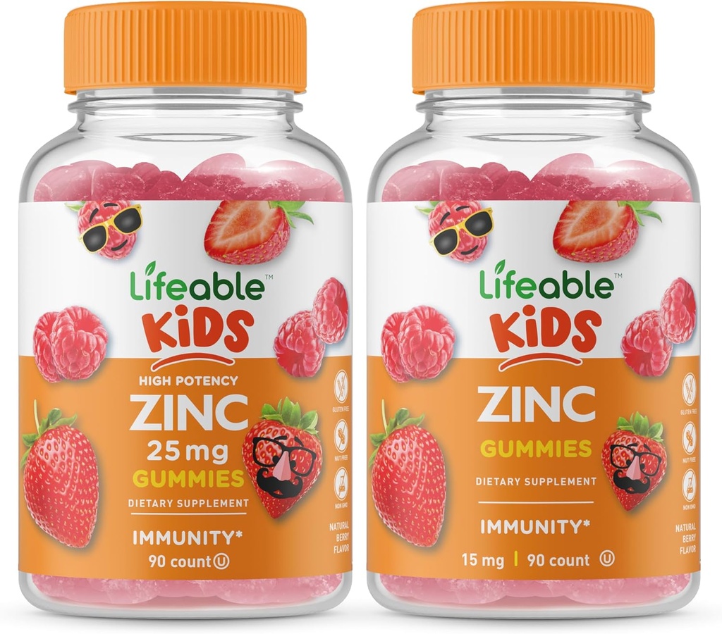 Levedygtig Zink 25mg Kids + Zink Kids, Gummies Bundle - Great Tasting, Vitamin Supplement, Gluten Free, GMO Free, Chewable Gummy