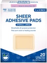 Rite Aid Sheer Adhesive Bandages with Steril Non Stick Pad, 3 "x 4" - 20 Grev 124; Sårpleje / Førstehjælp Supplies Medical Tape for Skin Bandages