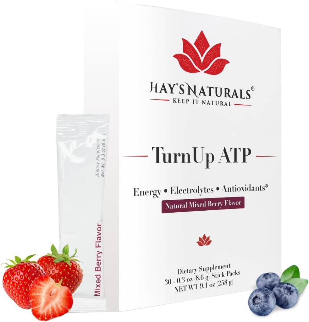 Hay 's Naturals Turn Up ATP - 30 Packets szág 124; Sugar- Free Energy Drink Mix, Pure ATP, B- Vitaminer, Elektrolyter & Purenergy
