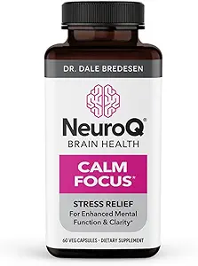 NeuroQ Calm Focus Capsules - Stress Relief Supplement - Understøtter Mental Function & Afslapning - Sensoril Ashwagandha, Magnesium, GABA, L- Theanin, Andin Cocoa & Kava Kava - 60 Kapsler