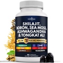 NEW AGE Shilajit Supplement med Sea Moss, Ashwagandha, Tongkat Ali, Boron, Magnesium - Fulvic syre kapsler til mænd - 90 Greve