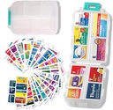 Stor Pill Organizer med Medicine Labels - 7 dages rejse Daglig Container, Mini Medication Storage Case (Hvid, 161 Labels)