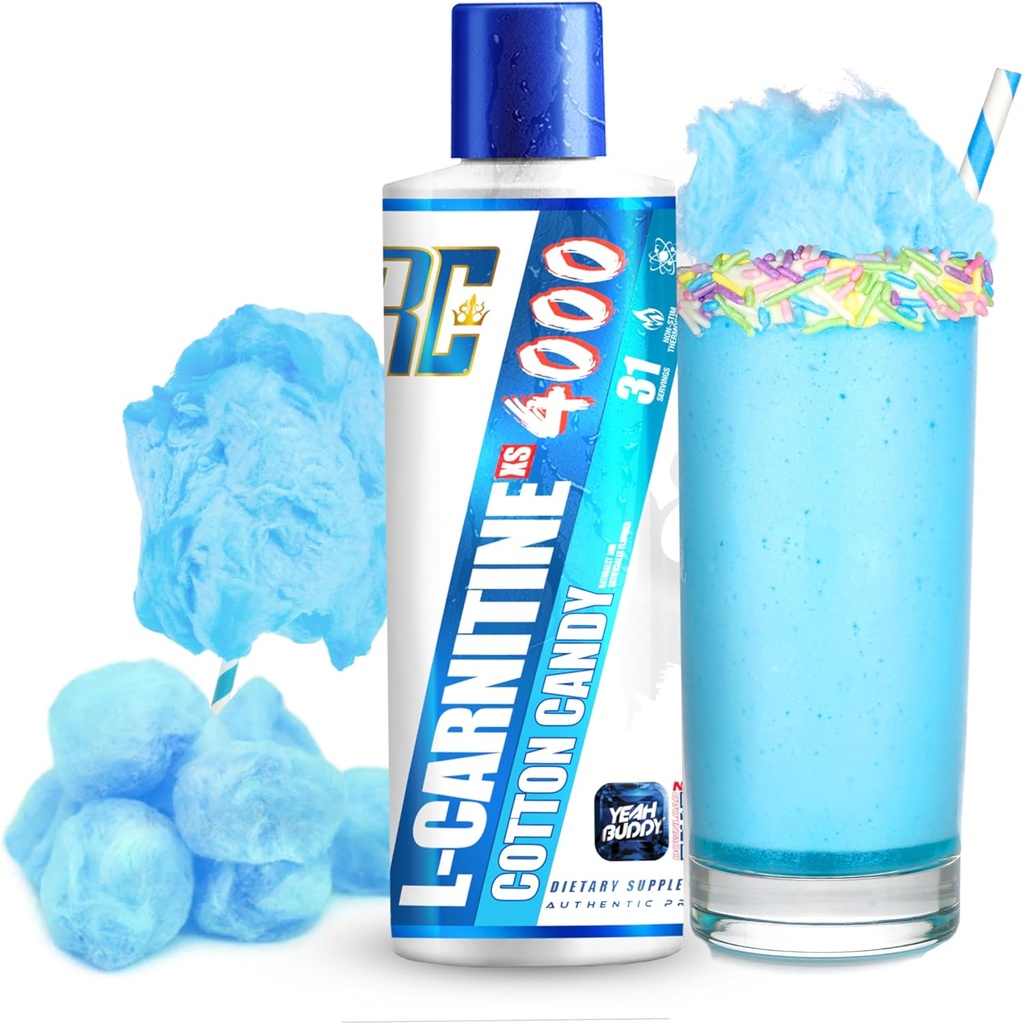 Ronnie Coleman Signature Series L Carnitin XS 4000 Liquid, Stimulant Free, Sugar Free, Zero Carbs, Lean Muscle Strength Support for Mænd & Kvinder, 16 Oz (16 oz, Cotton Candy (4000))