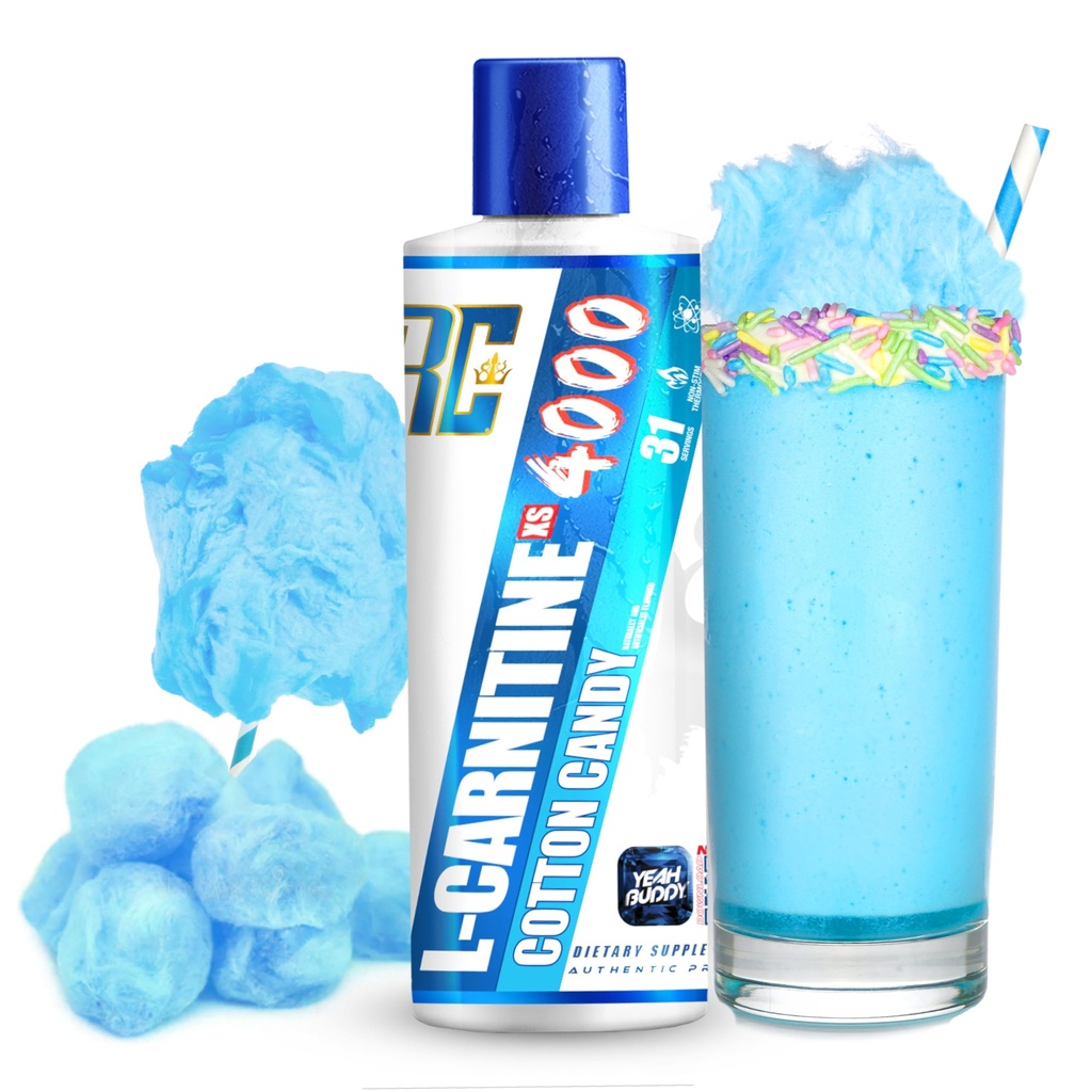 Ronnie Coleman Signature Series L Carnitin XS 4000 Liquid, Stimulant Free, Sugar Free, Zero Carbs, Lean Muscle Strength Support for Mænd & Kvinder, 16 Oz (16 oz, Cotton Candy (4000))
