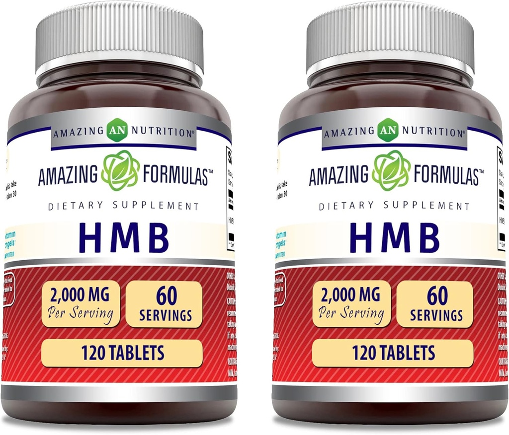 Amazing Formulas HMB 2000mg per Serving 120 tabletter Supplement 124; Non- GMO Note 124; Gluten Free Note 124; Made in USA (2 Pack)