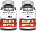 Amazing Formulas HMB 2000mg per Serving 120 tabletter Supplement 124; Non- GMO Note 124; Gluten Free Note 124; Made in USA (2 Pack)