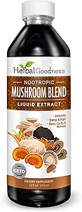 Nootrope svampe, Lions Mane, Lions Mane Mushroom Supplement, Mental Klarhed og Focus Kosttilskud, Immunitet Support, Mushroom Blend Extract, Lion Mane Mushroom Supplement - Herbal Goodness 12oz