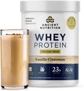 Ancient Nutrition Græs Fed Whey Protein + Fat Loss Blend, Vanilla Kanel, 23g Protein, fremmer fedt tab og Boost Metabolisme, Økologisk Regenerativ A2 / A2 Milk Protein, 18 Servere
