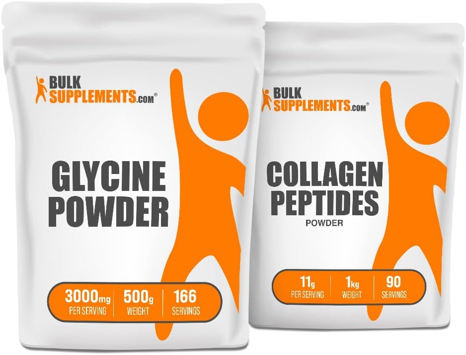 BulkSupplements Glycine 500g + Collagen Peptider 1 kg Bundle