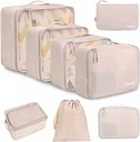 BAGAIL 8 Sæt Packing Cubes Bagage Packing Arrangører for Rejse Tilbehør-Cream