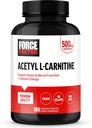 Kraftfaktor Acetyl L- Carnitin Brain Supplement, Nerve Support, og Cellulær Energy Booster, Acetyl L- Carnitin 500mg, Premium kvalitet, Vegan, Non- GMO, 100 Vegetabilske kapsler