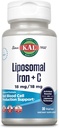KAL Liposomal Iron Supplement med Liposomal Vitamin C, Jern supplement til kvinder og mænd, Høj Absorption, Gentle Iron Pills, Vegan, Gluten Free, 30 Servere, 30 VegCaps