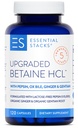 Væsentlige stakke Betaine HCL med pepsin, Ox Bile, Organic Gentian & Ginger - Betaine Hydrochlorid Supplement w fordøjelsesenzymer, Bile & Bitters - Gluten, Dairy & Soy Free (120 kapsler)