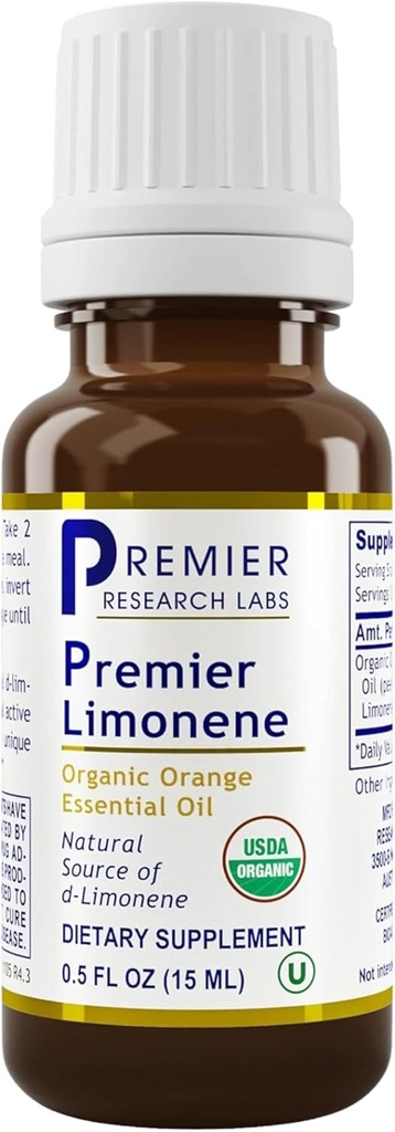 Premier Research Labs Premier Limonene - Limonene Oil er en økologisk D-Limonene supplement fra Orange Peel Extract, Orange Essential Oil 90% Pure Limonene - 0.5 Oz (300 Servere)