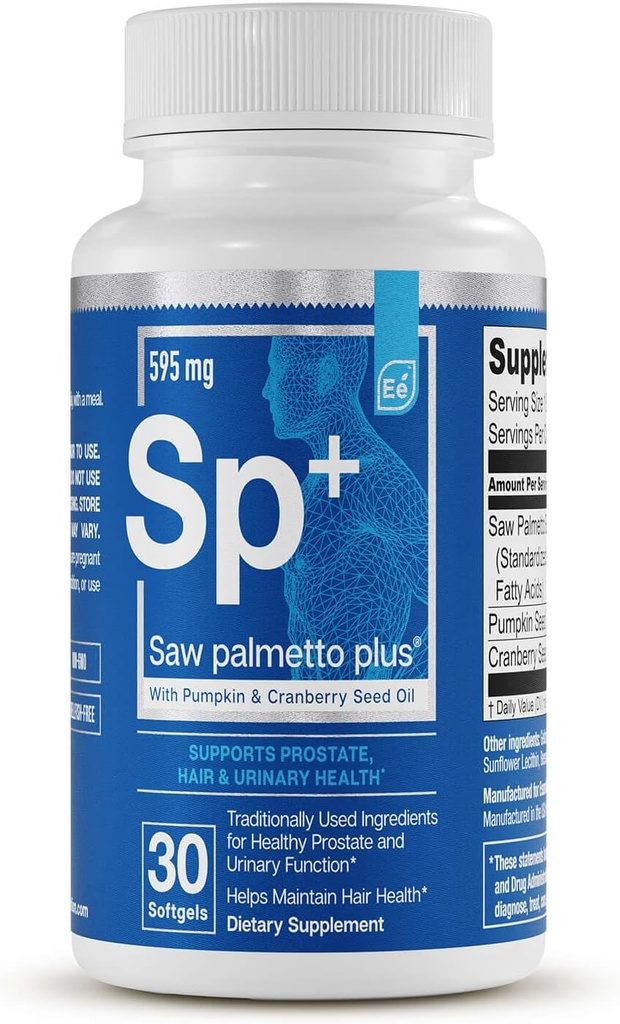 Saw Palmetto Plus - Prostata sundhed supplement til mænd med græskar og Cranberry Seed Oil Budd124; Understøtter Bregen og Urinary Sundhed af væsentlige elementer - 60 Softgels