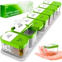 Ekstra Stor Ugentlig Pill Organizer - XL Vitamin Holder med 7 Aftagelige AM PM Compartments - Portable Medicin Dispenser til Hjem og Rejser, Big Supplement Container til Ugentlig eller Daglig brug, Grøn