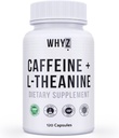 WHYZ Koffein piller med L- Theanin, 120 kapsler, Nootrop Stack energipiller, Energy Vitaminer for vedvarende energi Focus & kognitiv funktion, L Theanine koffein energi kosttilskud til kvinder og mænd