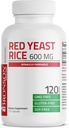 Bronson Red Yeast Rice 600 MG Montex Purpureus Herbal Health, non-GMO, 120 Kapsler