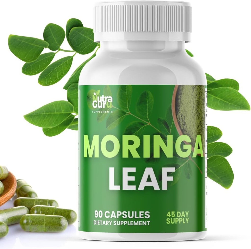 Moringa kapsler - 90 Pure Moringa pulver kapsler pakket med næringsstoffer til immunforsvar, og daglig sundhed