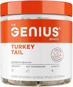 Genius Brand Genius Tyrkiet Hale - Plantbaseret supplement til immunforsvar, Gut & Antioxidant Support - Organic & Non- GMO - 120 Veggie kapsler