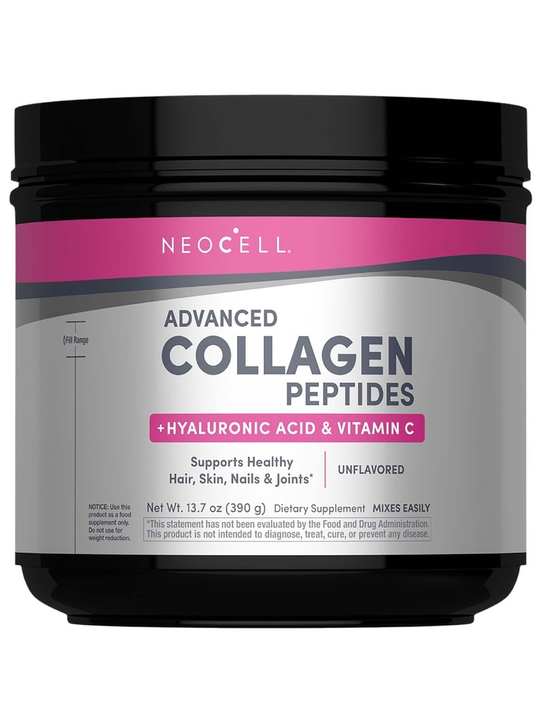 NeoCell Super Collagen Peptider Mex124; 13,7 oz Mex124; Grassfed Bovine Mex124; Med Hyaluronsyre og C-vitamin Mex124; Non- GMO, Gluten & Soy Free Supplement