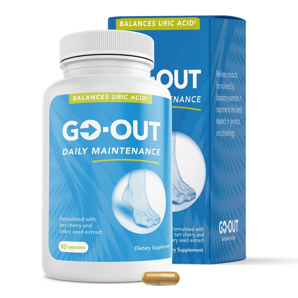 Gå ud daglig vedligeholdelse - Natural Uric Acid Support med Tart Cherry, Selleri frø, og gurkemeje - Vegan, Non- GMO, Gluten- Gratis supplement til fælles komfort og sund Nyre funktion 90 Kapsler