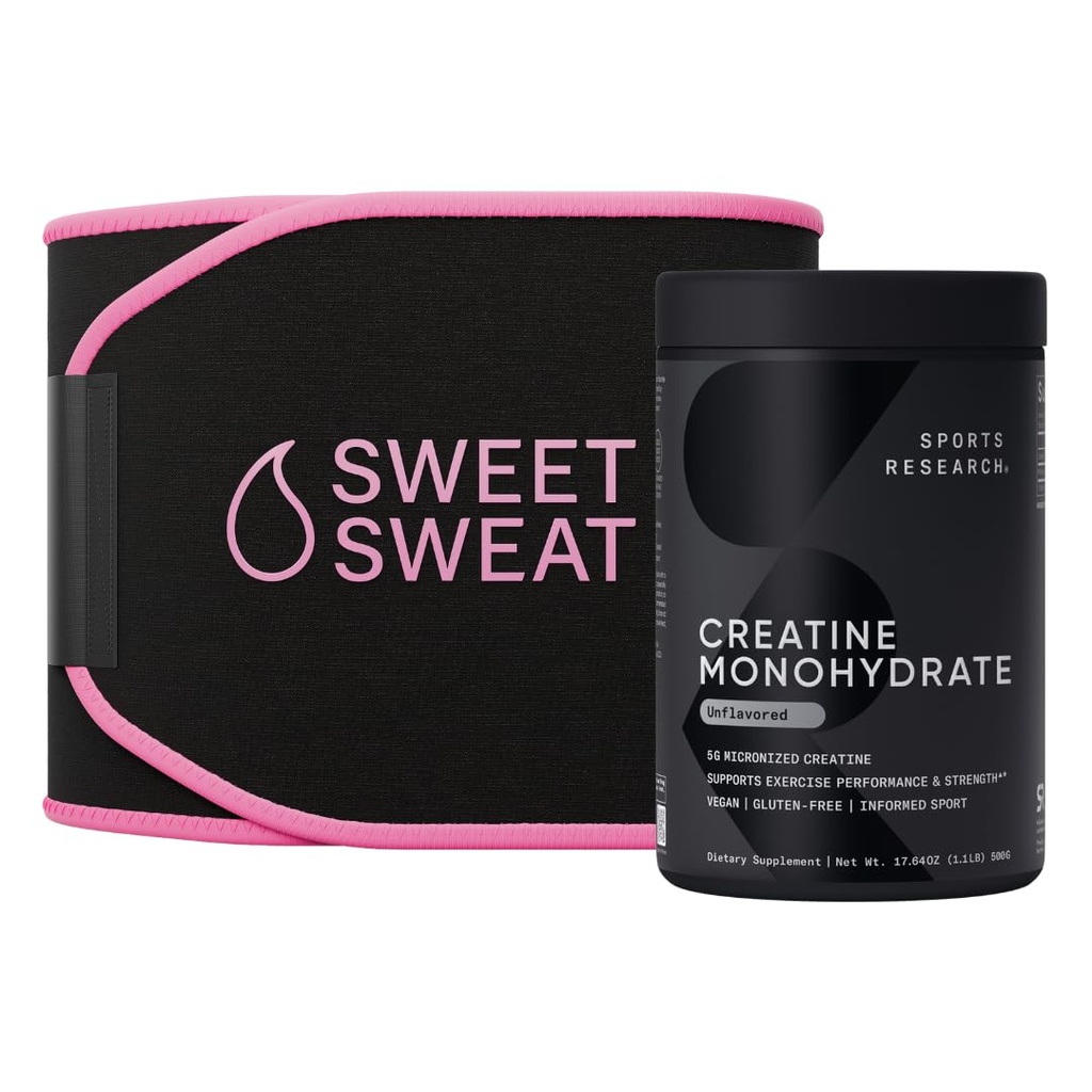 Sportsforskning Creatin monohydrat og sød sweat waist trimmer - sort / pink (Medium)