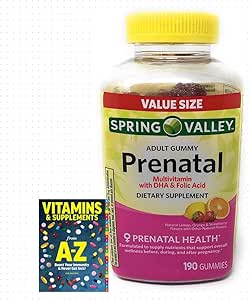 Spring Valley Adult Prenatal Health Multivitamin DHA & Folic Acid, Fruit, 190 Gummies+Better Guide Vitamins Supplements Book