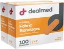 Dealmed Steril Fleksibel stof vedhæftede bandager - 1x3 tommer - 100 / Box - 2 bokse - Breathable First Aid Strip Pack - Soft Stretch Wound Patch for Medical, Emergency Kits & Clinic
