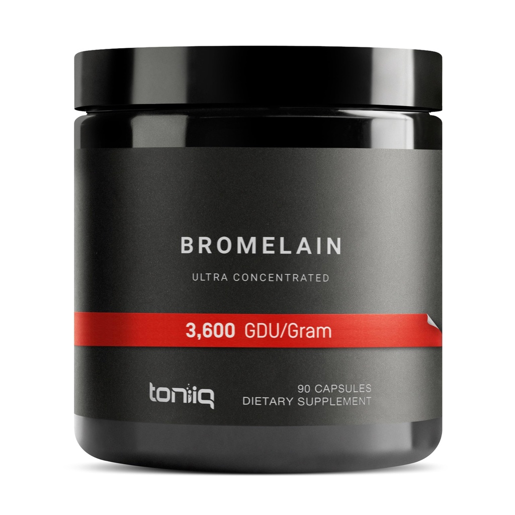 Ultra High Strength Bromelain 1000mg - 3600 GDU / Gram - Højt koncentreret og biotilgængelig - Third-Party Testet Formel - 90 Vegetariske kapsler - 45 Serveringer pr Container - Bromelain Supplement