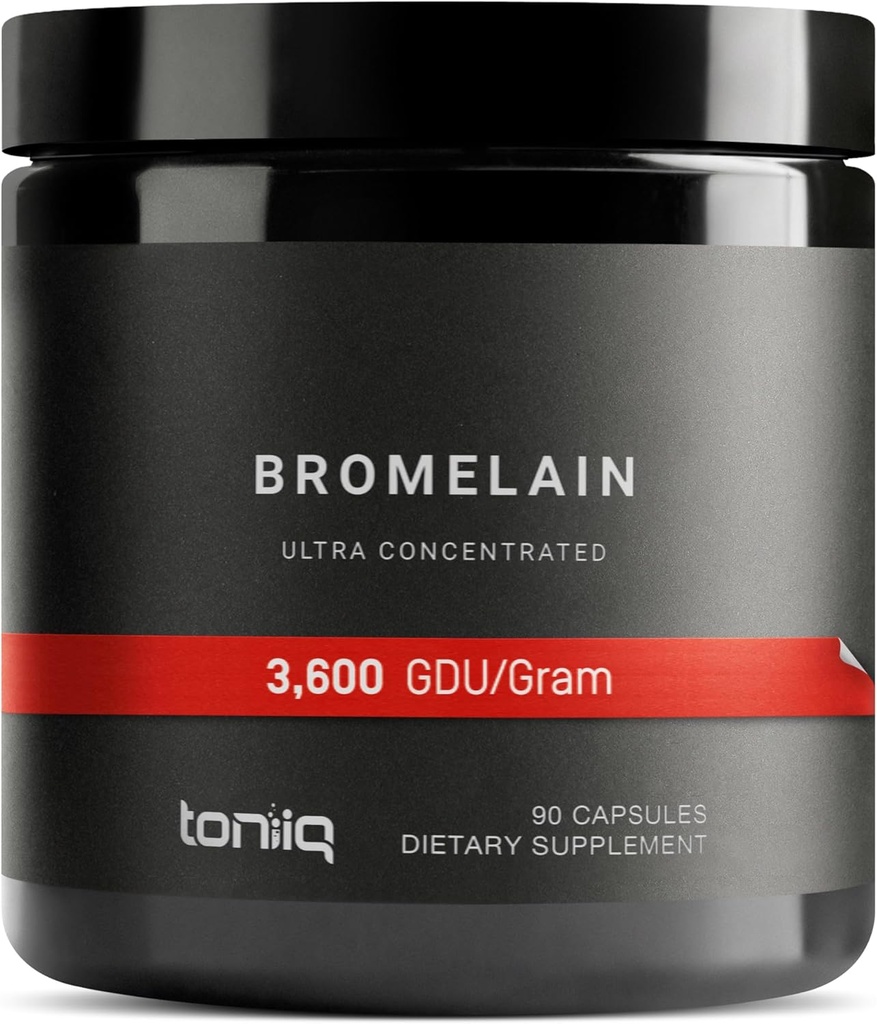 Ultra High Strength Bromelain 1000mg - 3600 GDU / Gram - Højt koncentreret og biotilgængelig - Third-Party Testet Formel - 90 Vegetariske kapsler - 45 Serveringer pr Container - Bromelain Supplement