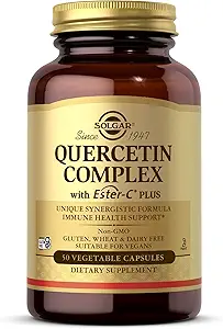 Solgar Quercetin Complex med Ester- C Plus - 50 Vegetabilske kapsler - immunforsvar - genert på The Mave C-vitamin - non-GMO, Vegan, Gluten Free, Kosher - 25 Serveringer