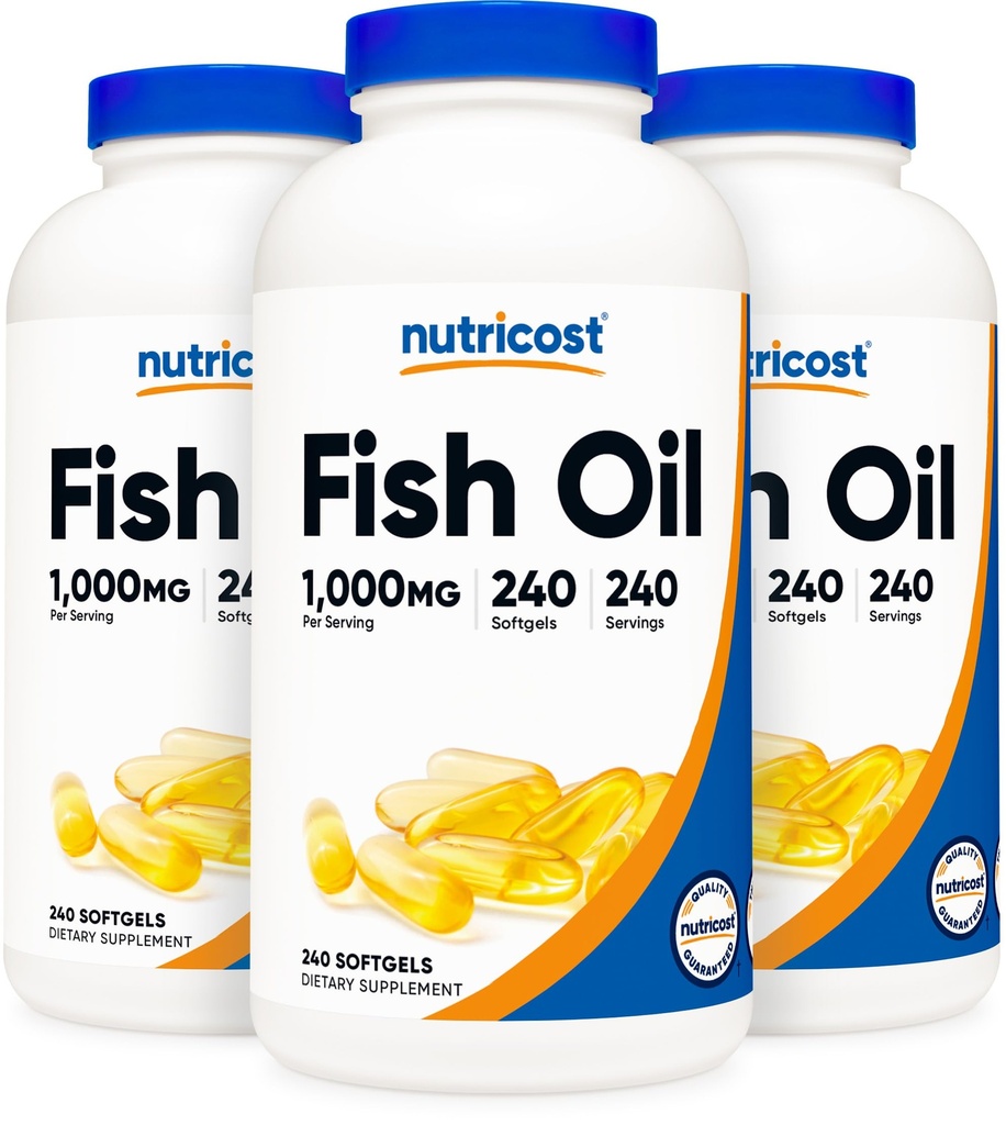 Nutricost Fish Oil 1000mg (560mg Omega-3), 240 Softels (3 flasker)