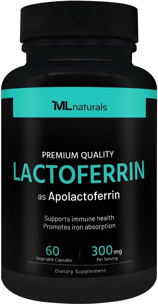 ML Naturals Lactoferrin 300 mg 60 Vegetabilske kapsler understøtter et sundt immunsystem og jernabsorption, NSF- Certificeret & cGMP- Compliant