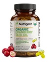 USDA Organic 100% Pure Cranberry Seed Oil 940 mg, Plant Sourced Omega 3 - 6 - 9 Fedtsyrer, Flydende Organiske Kapsler, Urinary Health & Skin Health Support, 60 Kapsler