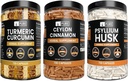 PURE ORIGINAL INGREDIENSER Ceylon kanel, Psyllium Husk, og gurkemeje Bundle (730 Kapsler Hver), Ingen Magnesium eller ris Fyldere