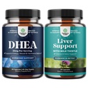 Bundle af Pure DHEA 25mg til kvinder og mænd for mad energi og immunforsvar og lever rense og Detox & reparation Formel - Urtelever Support