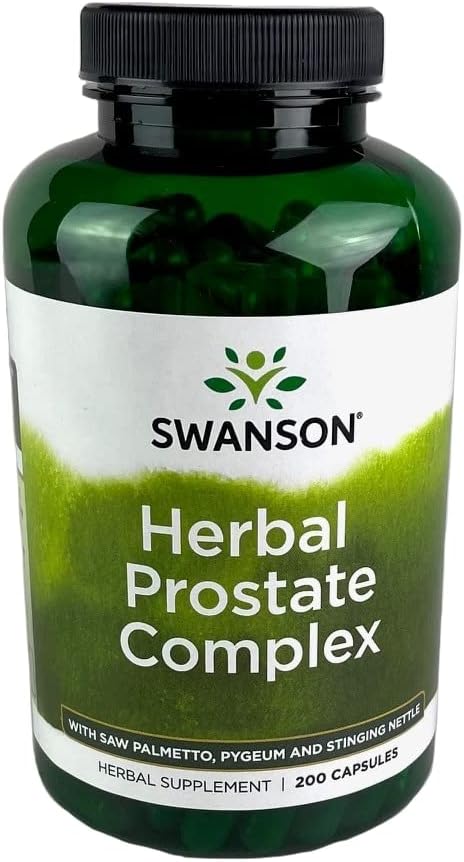Swanson Herbal Prostate Complex - Herretillæg - funktioner Pygeum, Saw Palmetto & Stinging Nitle - (200 kapsler)