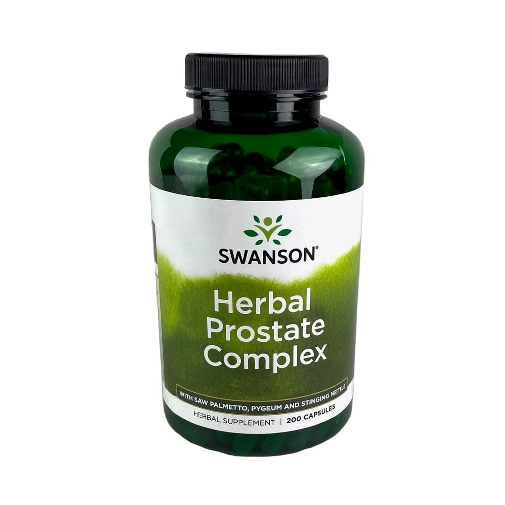 Swanson Herbal Prostate Complex - Herretillæg - funktioner Pygeum, Saw Palmetto & Stinging Nitle - (200 kapsler)