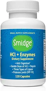 Smidge ™ HCl + enzymer - fordøjelse - 120 kapsler