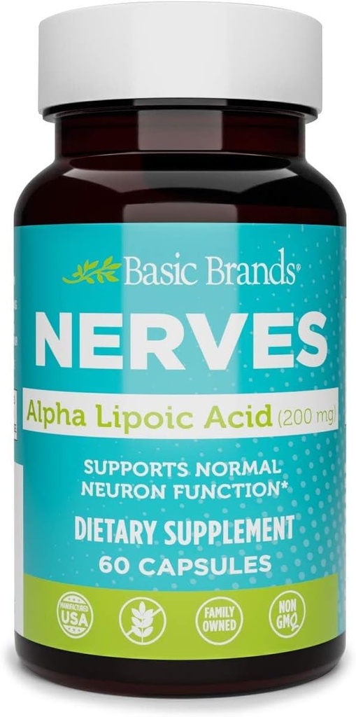 Basic Brands Nerves Alpha Lipoic Acid, 200 mg, Neuron funktion (pakning med 1)