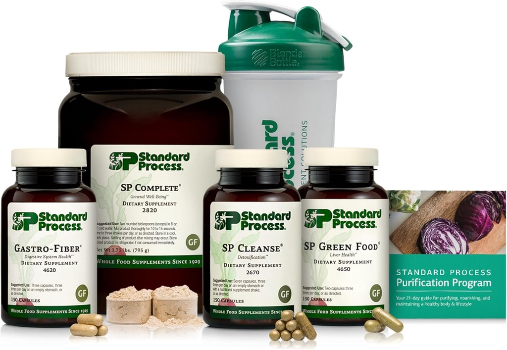 Standard Process Rensning Produkt Kit med SP Complete & Gastro- Fiber - 21-dages Detox & fordøjelsesstøtte - høj kvalitet protein pulver - Vegetar, Gluten- Free & Non- Soy - 1 Kit