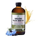 HalalEveryDay Organic Black Seed Oil - USDA Certificeret, kold presset glasflaske 16oz - Over 1,5% Thymoquinone Turkish Black Cumin Nigella Sativa Non- GMO 100% Pure Blackseed Oil