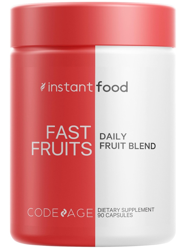 Kodeage Instantfood Fast Frugt, Over 15 Frugter Powders Ækvivalent All- in- One, Vegansk Daglig hel mad Vitaminer - bær, Antioxidant Polyphenoler & Bioflavonoid Multivitamin, Non-GMO, 90 Kapsler