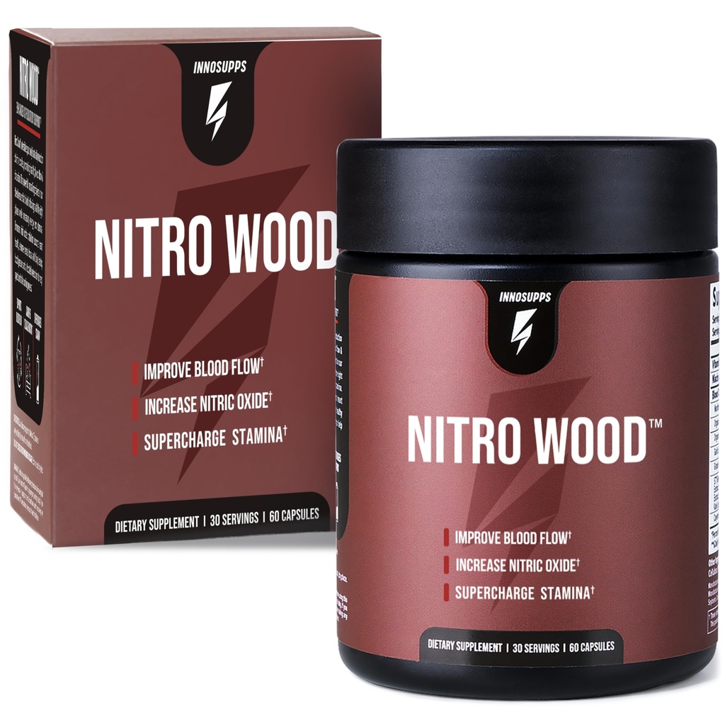 InnoSupps Nitro Wood - Understøtter sund blodgennemstrømning af 124; nitrogenoxid tillæg 124; Naturlig immunstøtte af 124; (60 vegetariske kapsler)