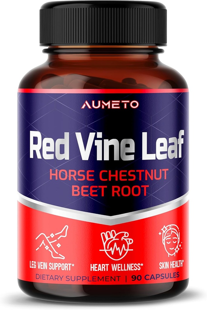 Red Vin Leaf tillæg med hest Chestnut, Beetroot, Ingefær - Naturlig støtte til Vein Styrke og cirkulation Wellness- Made in The USA (90 Greve (Pack of 1))