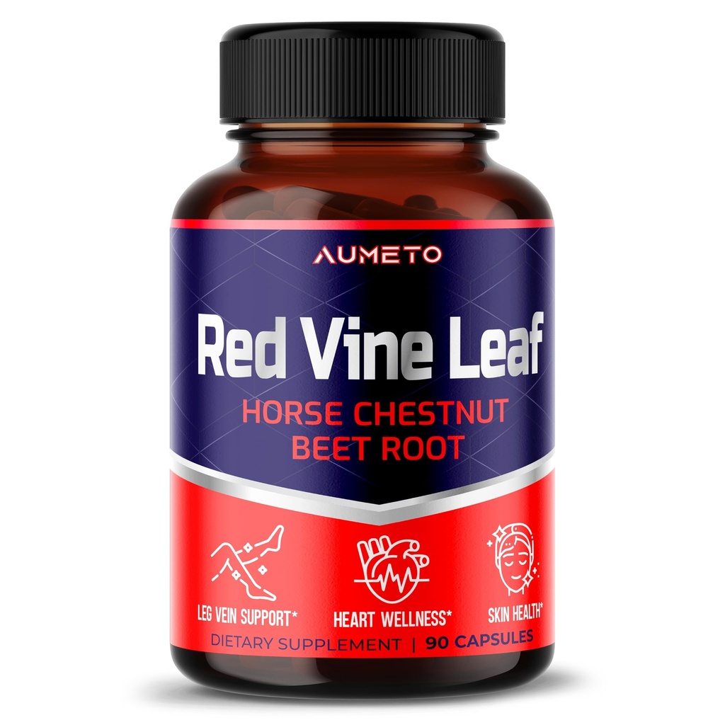 Red Vin Leaf tillæg med hest Chestnut, Beetroot, Ingefær - Naturlig støtte til Vein Styrke og cirkulation Wellness- Made in The USA (90 Greve (Pack of 1))