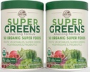 Country Farms Super Green Natural Flavor, 50 Organic Super Foods, USDA Organic Drink Mix, Frugter, Grøntsager, Super Green, Svampe & Probiotika, Understøtter Energi, 40 Servere, 10.6 Oz, 2 Pack
